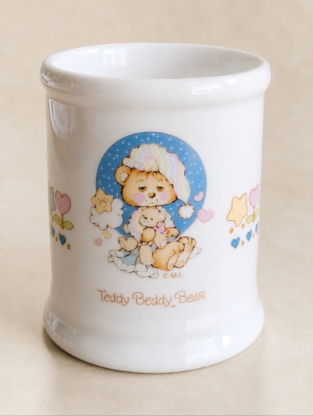 Vintage 1982 Enesco Teddy Beddy Bear Nursery Ceramic Tumbler Japan Cute